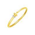 14k Yellow Gold Hinged Bangle Bracelet with Diamonds (3.40 mm)