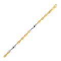 Polished Spiral Bar Stationed Rope Chain Bracelet in 14k Two-Tone Gold