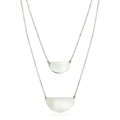 Sterling Silver 16 inch Two Strand Necklace with Polished Half Circles