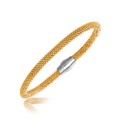 Yellow Gold Plated Popcorn Bangle in Rhodium Plated Sterling Silver