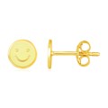14k Yellow Gold and Enamel Yellow Smiley Face Stud Earrings