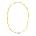 14k Yellow Gold Paperclip Chain Necklace with Diamond Link