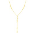 14K Yellow Gold Lariat Necklace with Paperclip Chain Stations