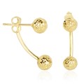 Diamond Cut Bead Style Double Sided Earrings in 14k Yellow Gold