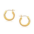 Fancy Diamond Cut Hoop Earrings in 14k Yellow Gold (5/8 inch Diameter)