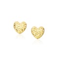 Diamond Cut Puffed Heart Earrings in 14k Yellow Gold(8mm)