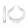 Sterling Silver Large Polished Puffed Oval Hoop Earrings