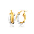 Intertwined Dual Row Oval Hoop Earrings in 14k Two-Tone Gold