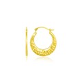 Hammered Graduated Hoop Earrings in 10k Yellow Gold