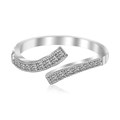 Overlap Style White Cubic Zirconia Rhodium Plated Toe Ring in Sterling Silver