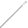Polished Bead Chain Bracelet in Rhodium Plated Sterling Silver (8mm)