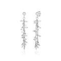 Sterling Silver Chain and Leaf Motif Dangle Earrings