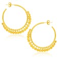 Round Sequined Hoop Earrings in 14k Yellow Gold