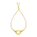 Adjustable Bracelet with Shiny Open Heart in 14k Yellow Gold (1.00 mm)