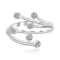 Branch Like Toe Ring with White Cubic Zirconia in Rhodium Finished Sterling Silver