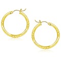 Classic Diamond Cut Hoop Earrings in 14k Yellow Gold (3x25mm)