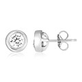 Sterling Silver Petite Round Bezel Set Cubic Zirconia Earrings
