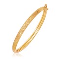 Domed Diamond Cut Motif Childrens Bangle in 14k Yellow Gold (5.50 mm)
