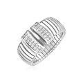 Sterling Silver Serpentine Style Ring with White Cubic Zirconias