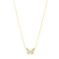 Checkered Butterfly Necklace in 14K Yellow Gold