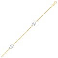 Entwined Heart Stationed Anklet in 14k Two Tone Gold