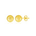 14k Yellow Gold Ball Earrings with Crystal Cut Texture(5mm)