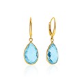 Drop Earrings with Pear-Shaped Blue Topaz Briolettes in 14k Yellow Gold