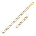 Solid Pave Figaro Bracelet in 14K Two Tone Gold (7.0mm)