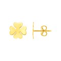 14K Yellow Gold Four Leaf Clover Earrings(10mm)